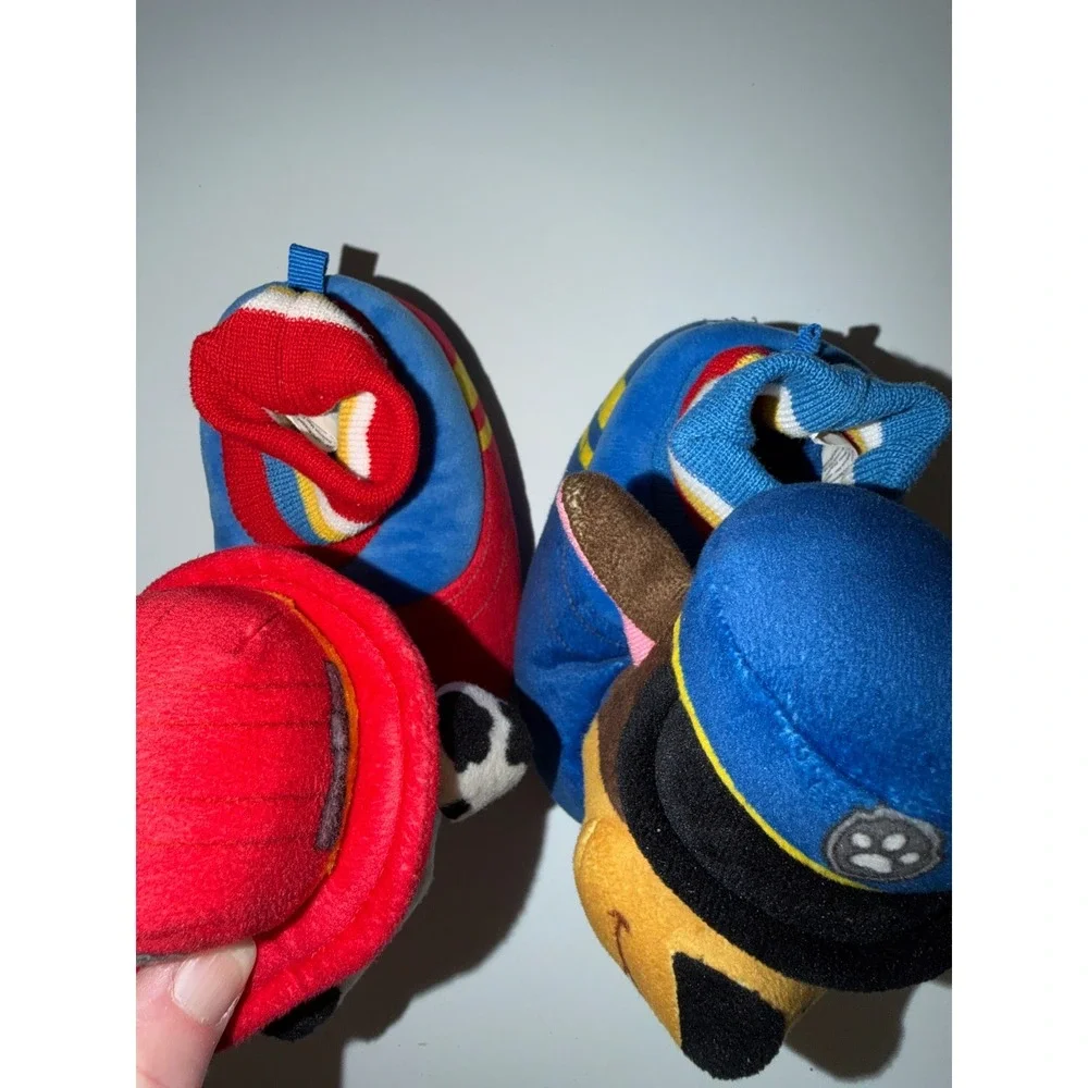 Paw Patrol Marshall Chase Toddler Plush Slippers Size 5-6 Blue Red